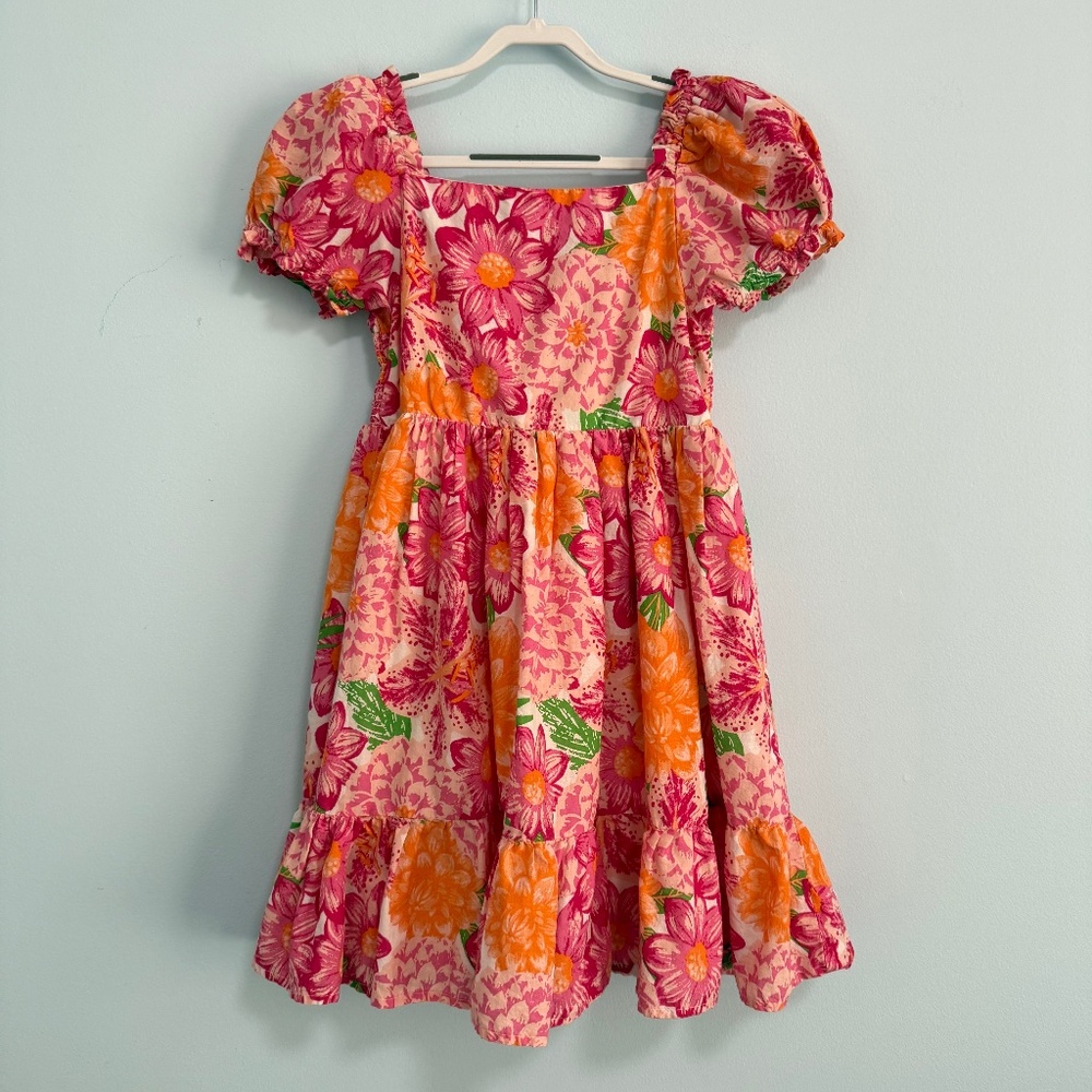 Joie Kids Girls Floral Smocked Puff Sleeve Cotton Dress Size‎ 8